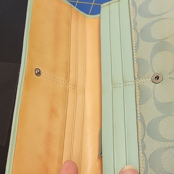 Coach Blue Suede Accent Wallet 12.5 X 4" - Picture 7 of 15